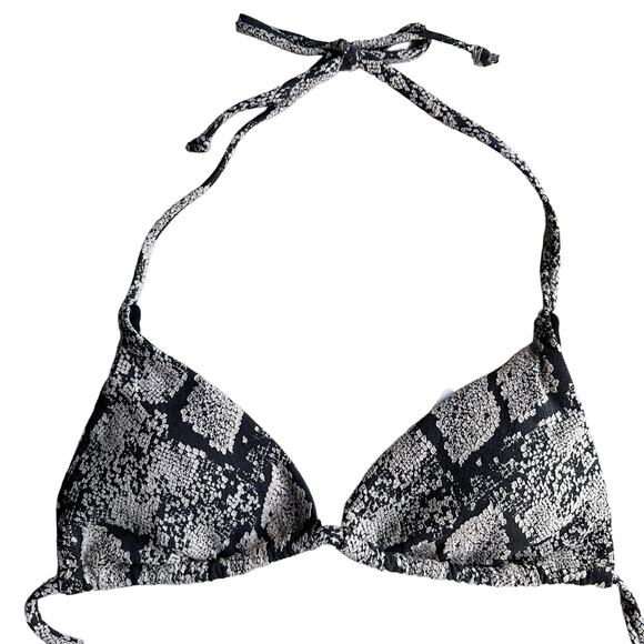 andie swim string bikini top snake print grey and cream women small - Picture 4 of 8